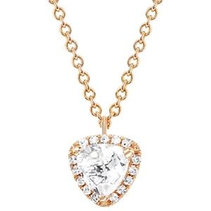 EF Collection 14K Rose Gold White Topaz Diamond 0.05 ctw Trillion Neckla…